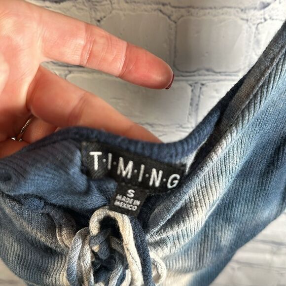 🌀 Timing Blue Tie-Dye Ribbed Bodysuit - Size Small - Picture 3 of 5